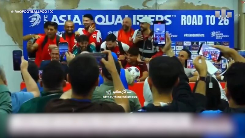 Iraq players crash Arnold's presser