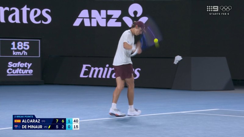 De Minaur smacks ball down after break