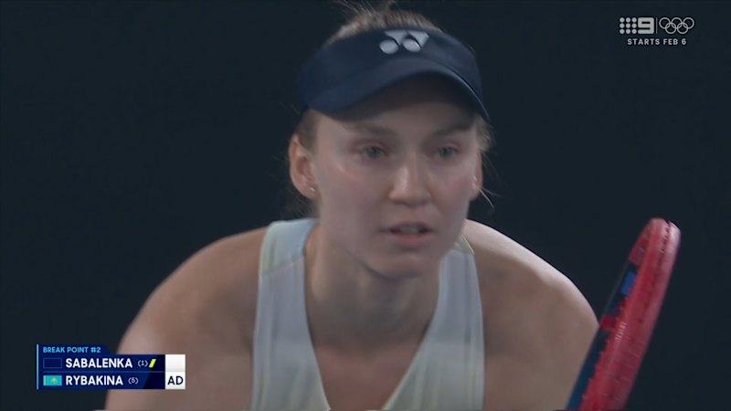 Rybakina powers her way to early break of Sabalenka’s serve