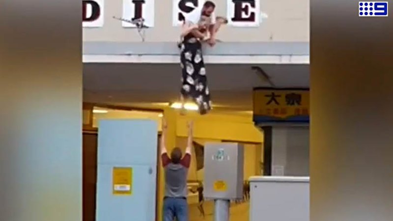 Video: Balcony drop ends badly