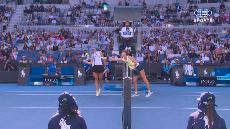 Rare moment as Czech star touches the net