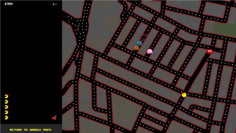 Play Ms. Pac-Man in Google Maps