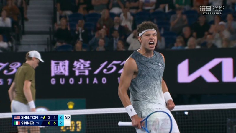 Crowd roars as Shelton saves service game