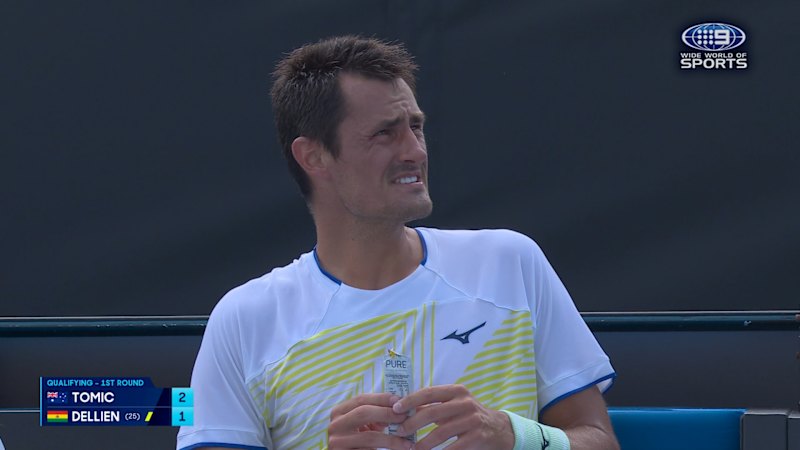 Tomic asks for banana after epic rally