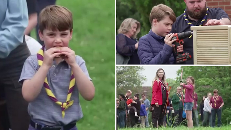 Prince George, Princess Charlotte and Prince Louis help out at