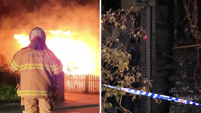 Video: Lucky escape after 'suspicious' fire destroys home in Victoria