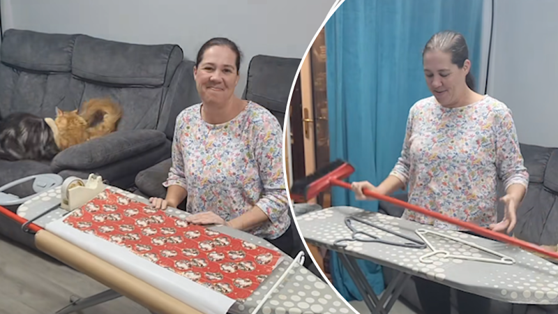 TikTok user creates gift-wrapping station with household items