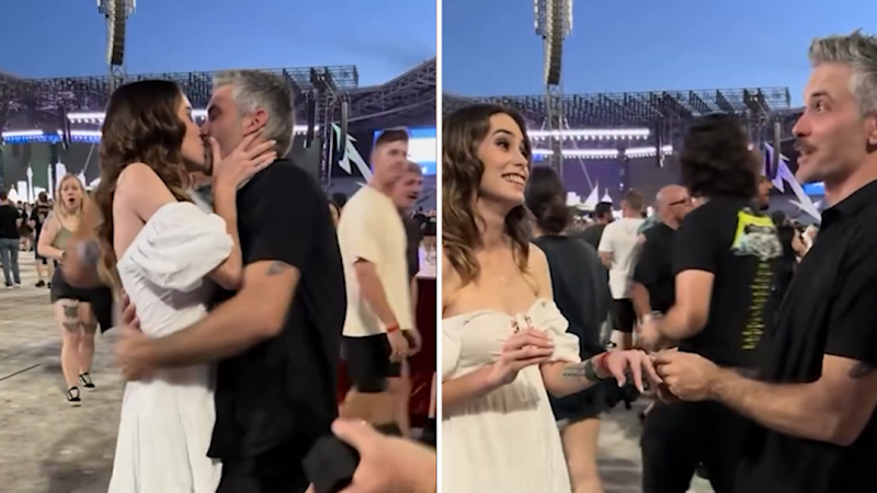 Couple tie the knot at Metallica concert