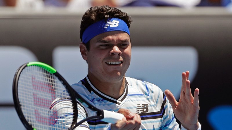 MELBOURNE, VIC - JANUARY 10: MILOS RAONIC (CAN) during Tie Break Ten event  on January 10, 2018 leading up to the 2018 Australian Open at Melbourne  Park Tennis Centre Melbourne, Australia (Photo