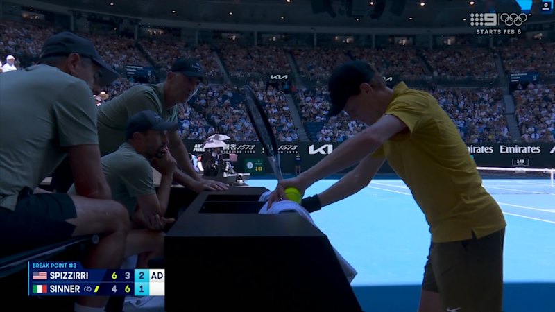 Sinner breaks down in brutal heat