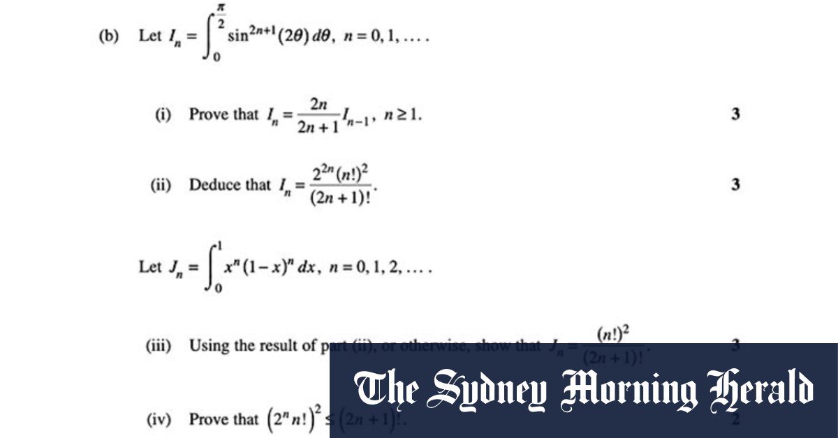 Video The hardest 2020 Maths Extension 2 question explained
