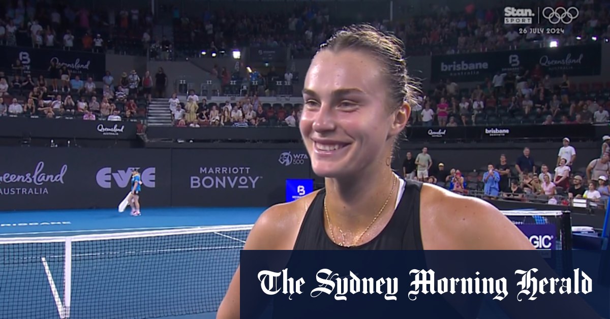 Video: Sabalenka charms crowd with cheeky interview