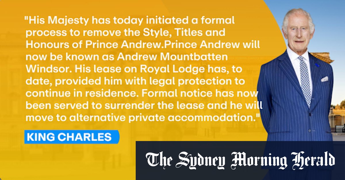 King Charles releases statement on Prince Andrew losing titles and Royal Lodge residence