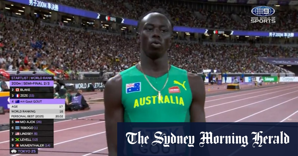 Gout Gout runs the 200m semi-final in Tokyo
