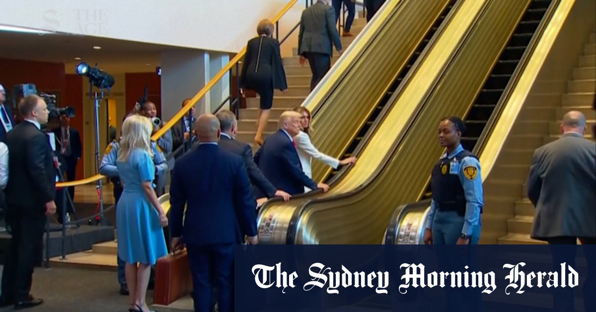 Trumps have escalator trouble at United Nations