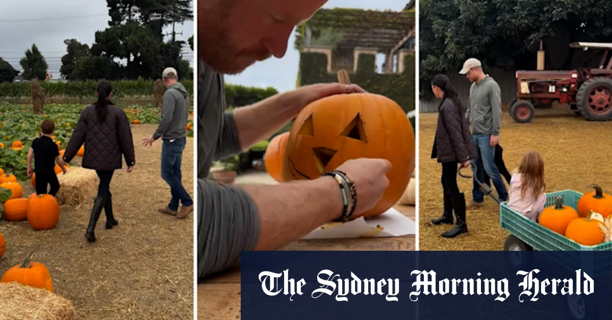 Meghan Markle, Prince Harry and their two kids pumpkin picking and carving