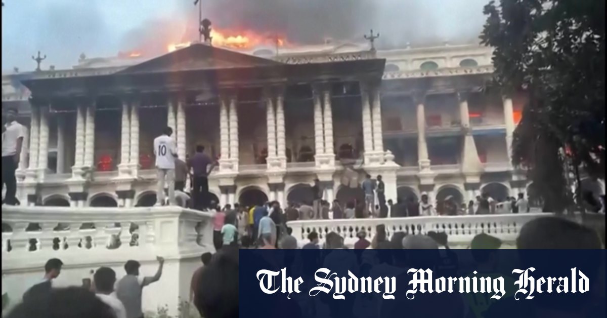 Government building on fire in Nepal protest