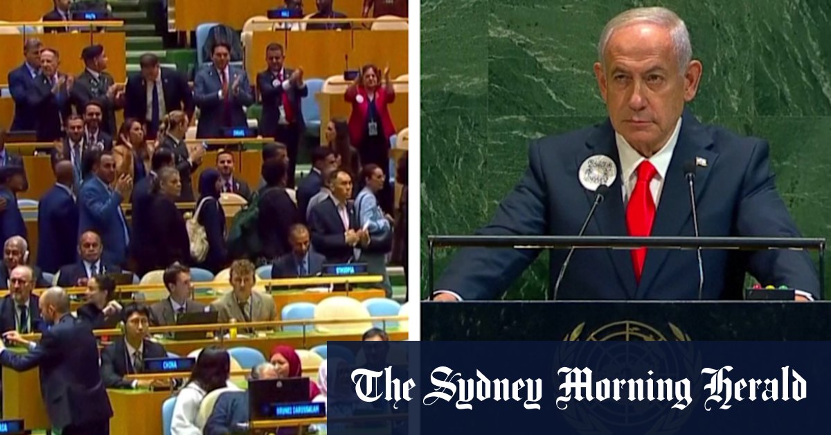 Delegates walk out as Netanyahu addresses UN