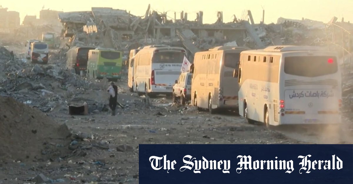 Ambulances and coaches move through Gaza ahead of hostage releases