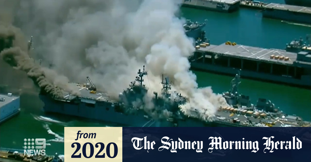 Video: Huge explosion rocks US Navy ship