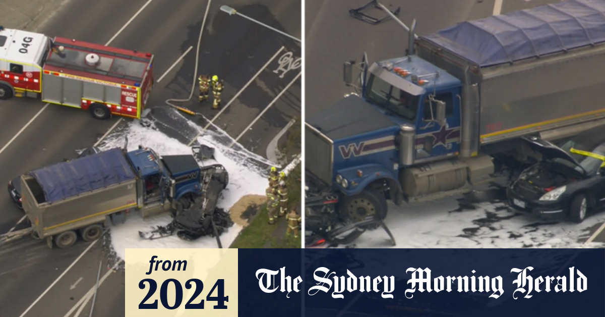 Video: Man killed after car crushed by truck during Melbourne rush hour