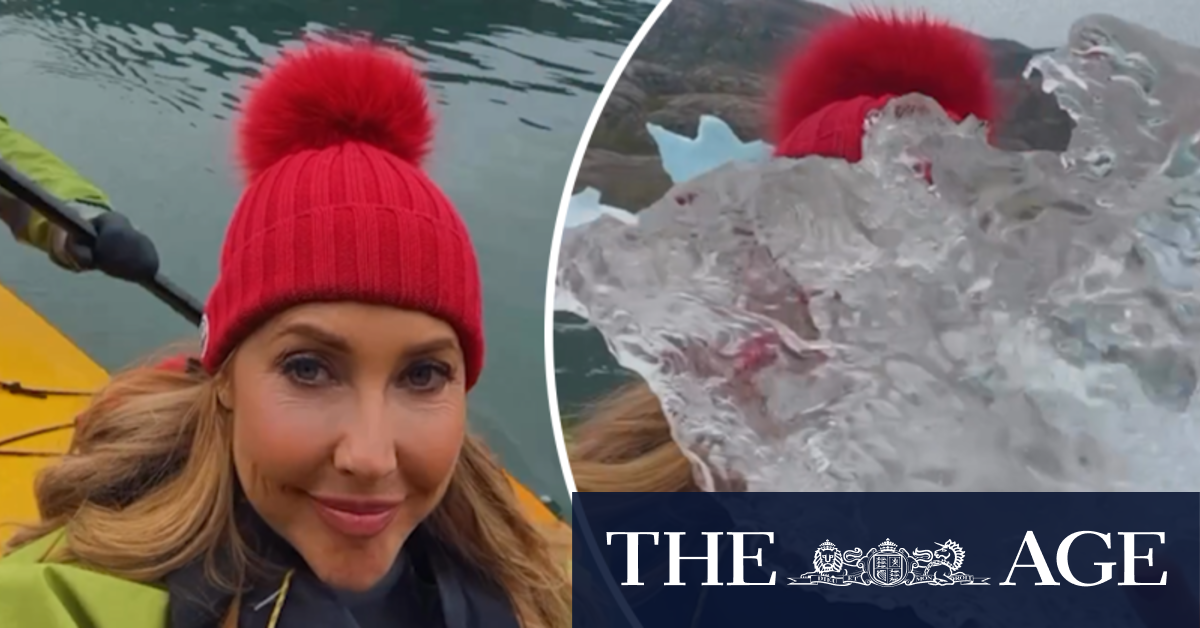 Moment Catriona Rowntree kayaks through Iceberg Alley
