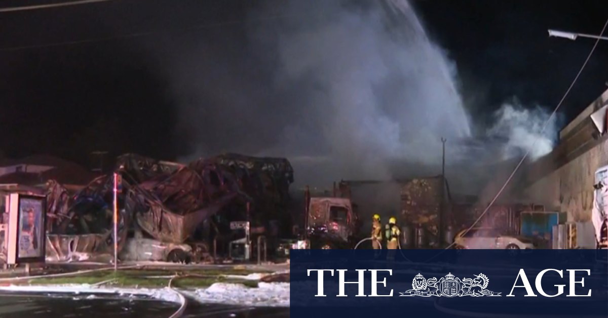 Petrol station explodes after tanker sparks fire