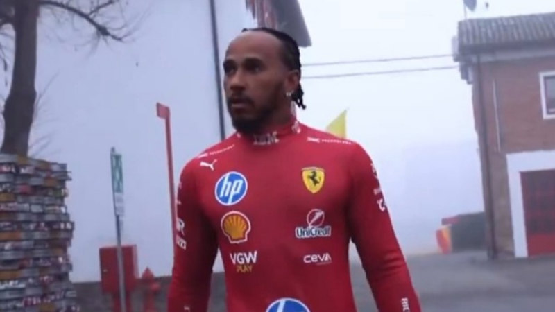 Hamilton completes first lap in a Ferrari