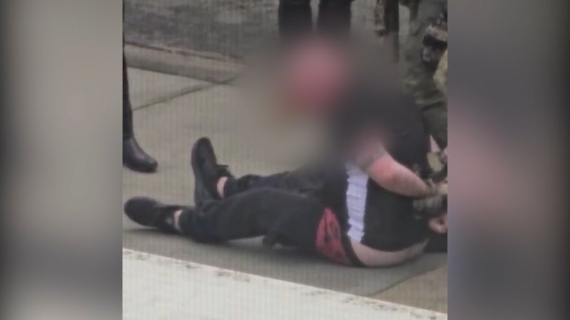 A man is arrested by heavily armed police in Melbourne's west.