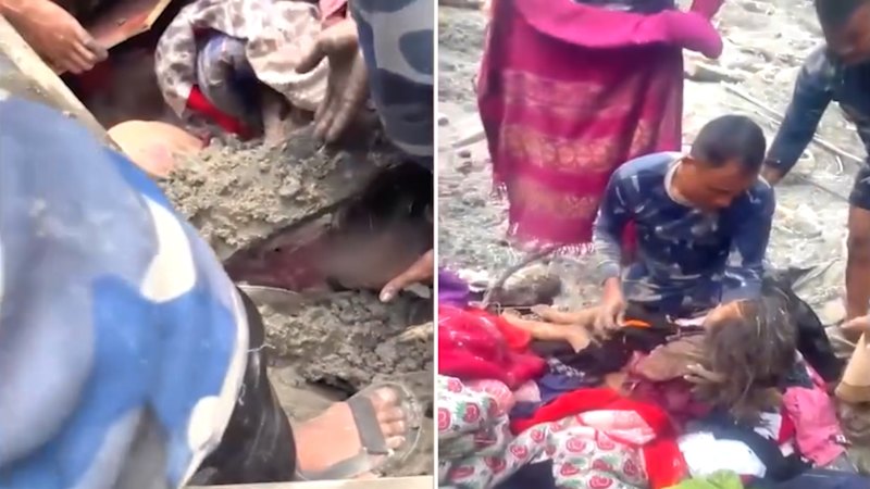 Five-year-old girl rescued from rubble after Nepal floods, reported in stable condition