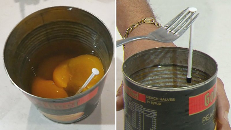 Man claims to find syringe in can of peaches