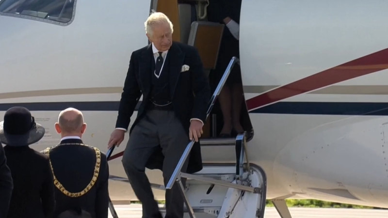 King Charles III touches down in Edinburgh
