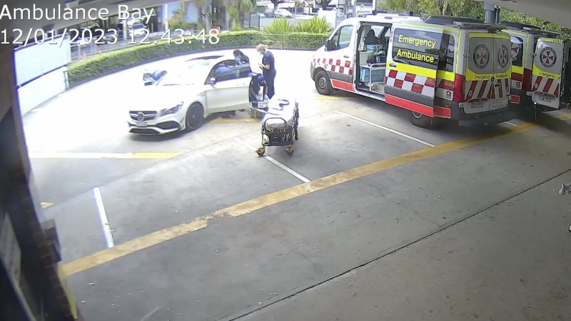 CCTV of man dumping shot wife at hospital