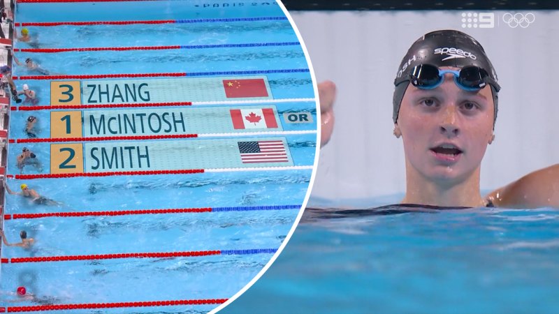 McIntosh breaks Olympic record, wins butterfly gold