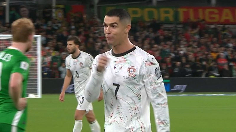Ronaldo sent off for elbowing Irishman