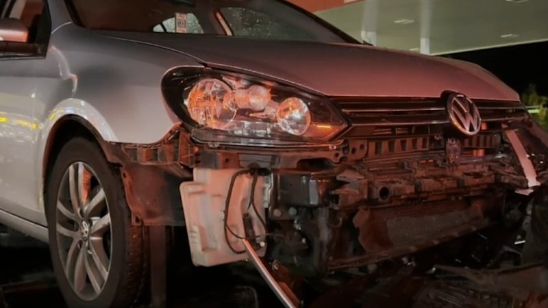 Driver on run after crash in drive-through