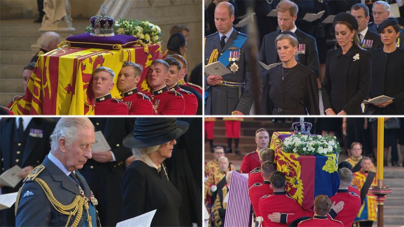 Westminster Hall'da Kraliçe için düzenlenen tören