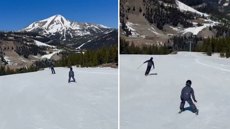 Prince Harry and son Archie skiing together