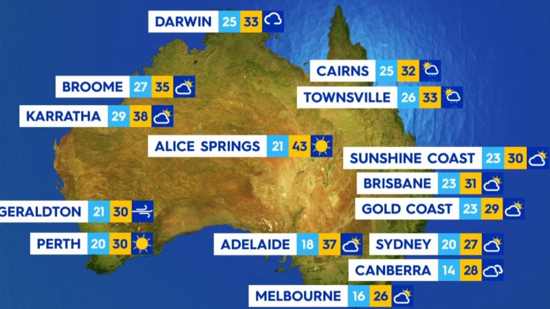 National weather forecast for Sunday January 26