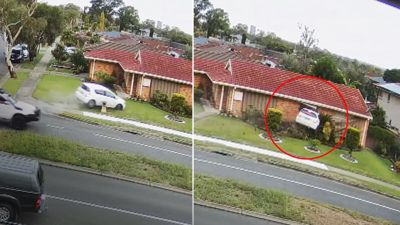 Couple’s narrow escape after car ploughs into Sydney home