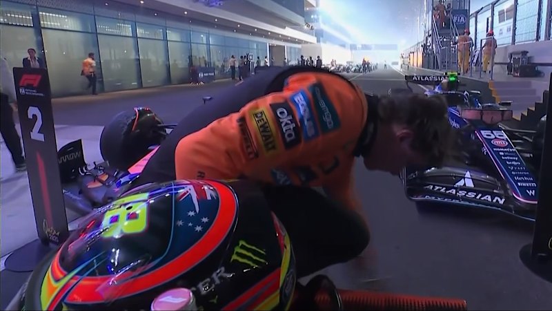 Piastri celebrates podium finish solo after team no-show