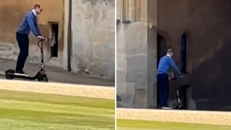 Prince William spotted whizzing by on electric scooter at Windsor Castle