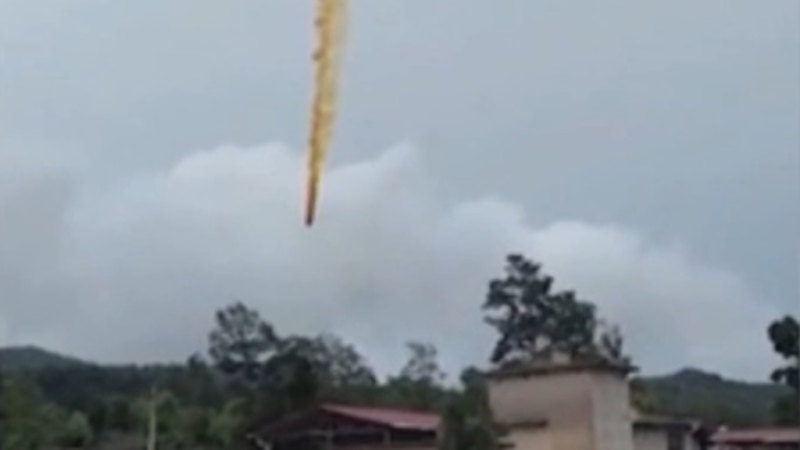 Suspected Chinese rocket debris seen falling over village after launch, video shows