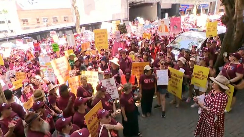 Queensland Teachers Union members strike across state