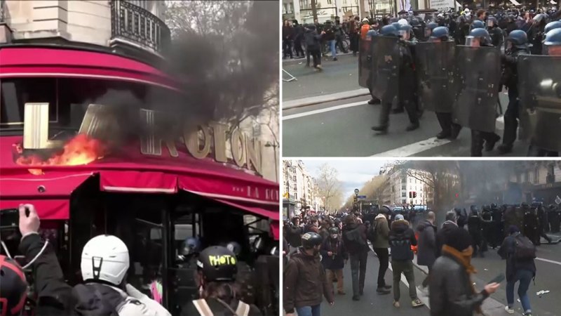 Paris protestocuları Başkan Emmanuel Macron'un en sevdiği kafelerden birini hedef aldı