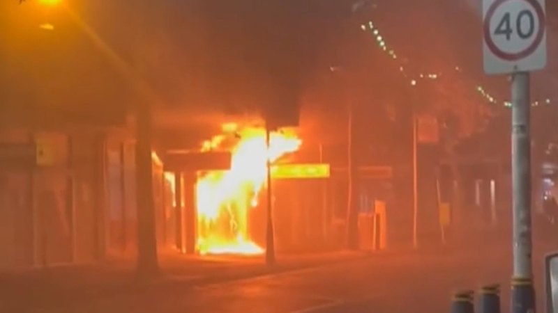 Shop destroyed by fire in Melbourne