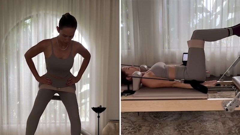 Jesinta Franklin shows off her Your Reformer workout