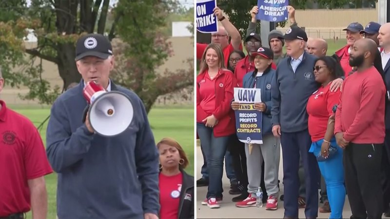 Joe Biden becomes first sitting US President to join union picket line