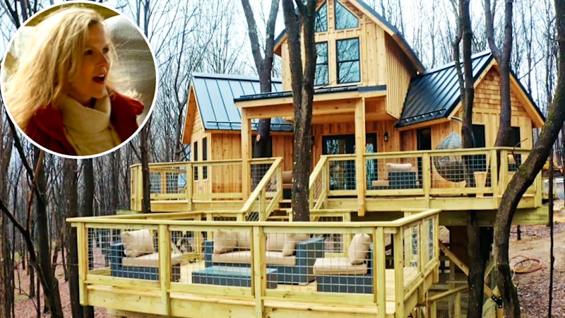 Chad and Laurel reveal their completed treehouse