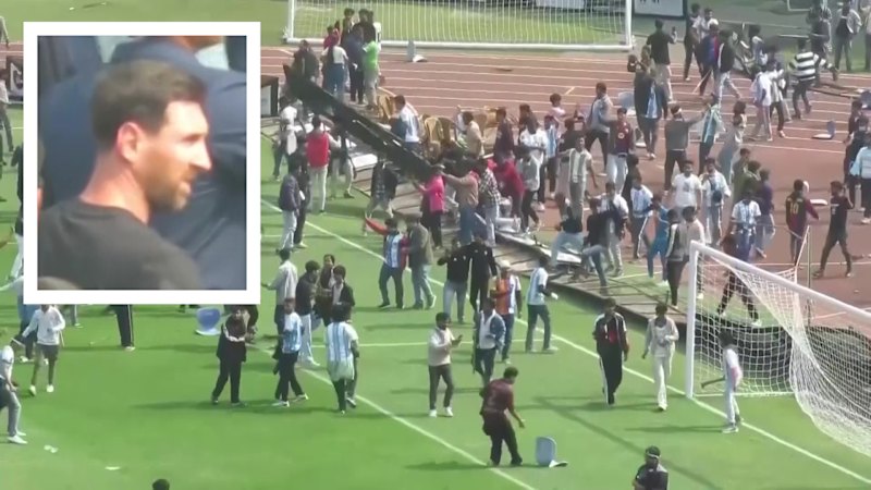 Angry Messi fans throw chairs, invade pitch
